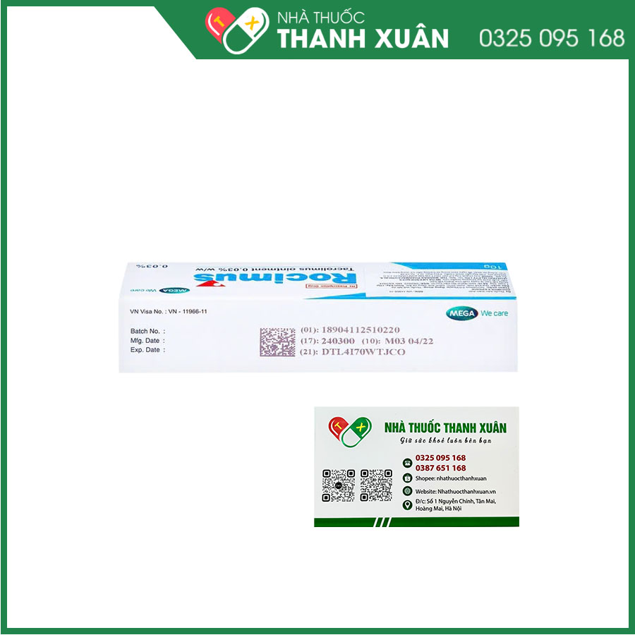 Rocimus 0.03% điều trị bệnh ngoài da do yếu tố miễn dịch, viêm da cơ địa
